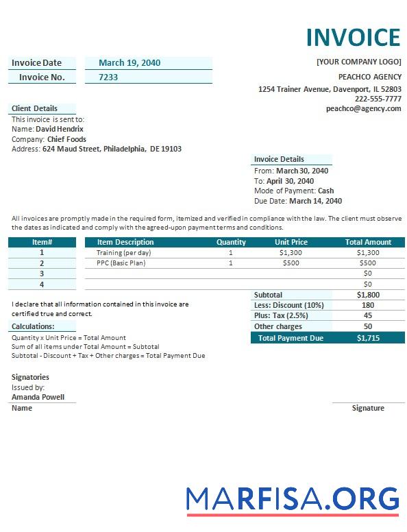 Downloadable Free Agency Invoice Template